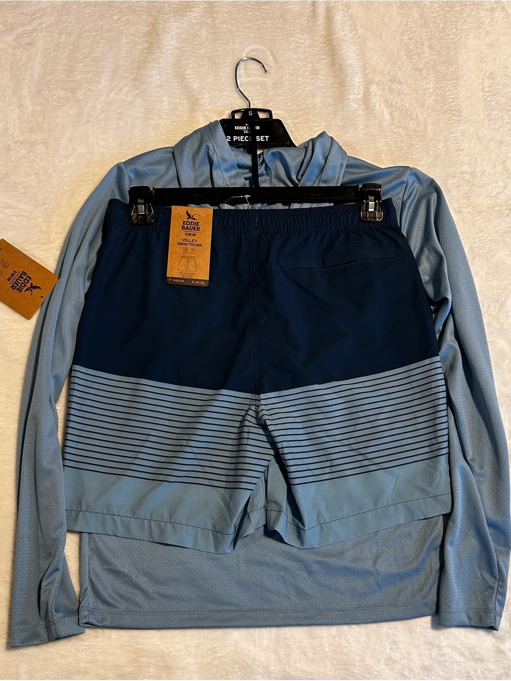 Eddie Bauer Men's Swim Trunk Set - Dark Navy and Light Blue